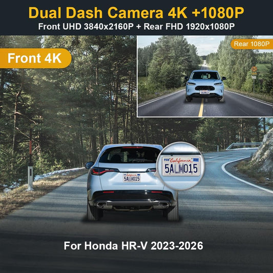 Integrated OEM Look Dash Cam Compatible with Honda HR-V (2023-2026) - Front 4K + Rear 1080P