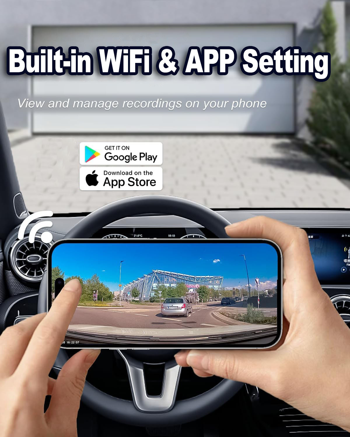 Integrated OEM Look Dash Cam Compatible with Volkswagen Atlas 2018-2026 (Model A/Slim-Tail)