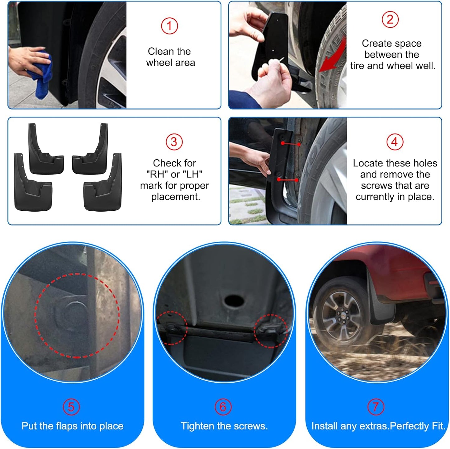 Dodge Ram 1500 Mud Flaps (2019-2026), OEM Style Car Mudguard Fender Splash Guards