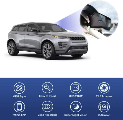 Land Rover Range Rover Evoque Dash Cam (2020-2024), Factory OEM Style, 2160P UHD Video, WiFi Connect & APP