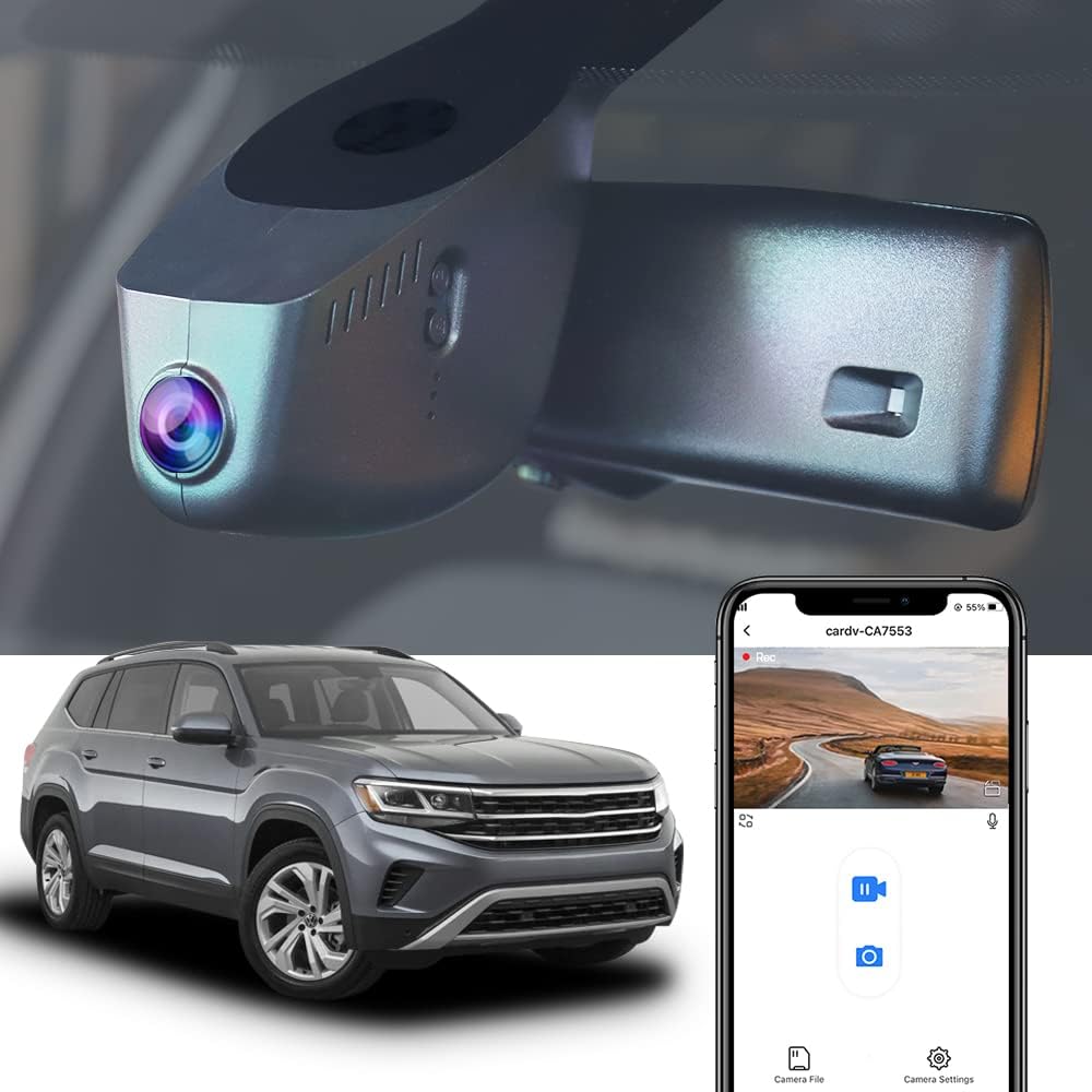 Integrated OEM Look Dash Cam Compatible with Volkswagen Atlas 2018-2026 (Model A/Slim-Tail)