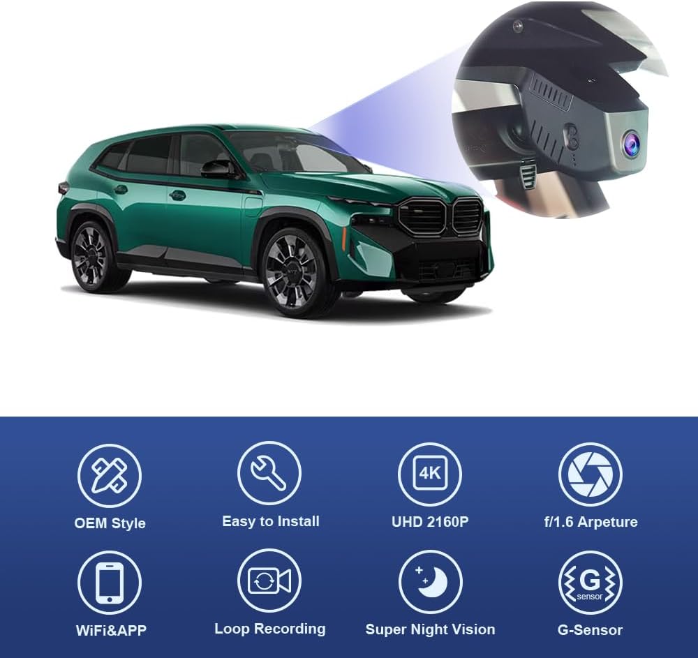 Integrated OEM Look Dash Cam Compatible with BMW XM (2023-2025) - Front 4K + Rear 1080P