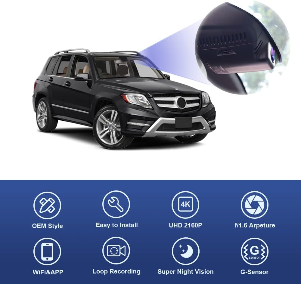 Factory Look Dash Cam Compatible with Mercedes-Benz GLK-Class (2010-2015) - Front 4K + Rear 1080P
