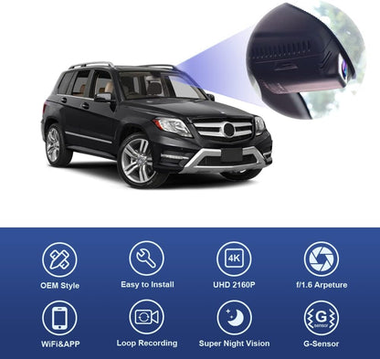 Factory Look Dash Cam Compatible with Mercedes-Benz GLK-Class (2010-2015) - Front 4K + Rear 1080P