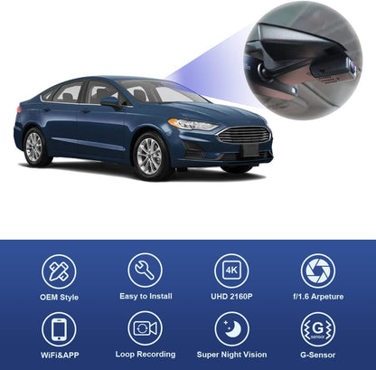 OEM Style Dash Cam Compatible with Ford Fusion (2013-2020) - Front 4K + Rear 1080P