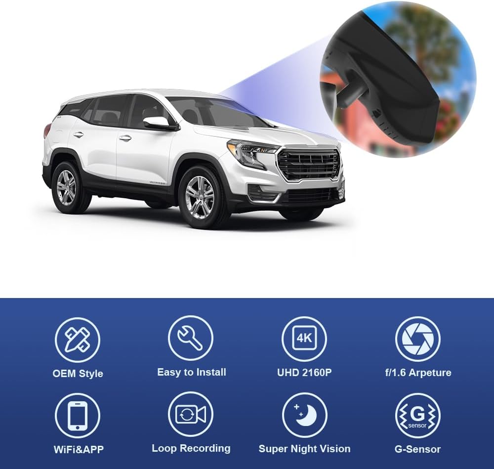 OEM Look Dash Cam for GMC Terrain 2018-2024 (With Vents) - Front 4K + Rear 1080P