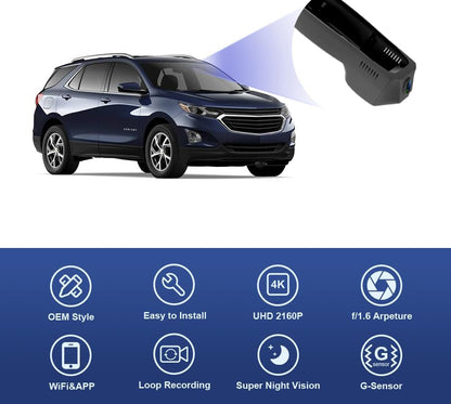 Integrated OEM Look Dash Cam Compatible with Chevrolet Equinox (2018-2023) - Front 4K + Rear 1080P