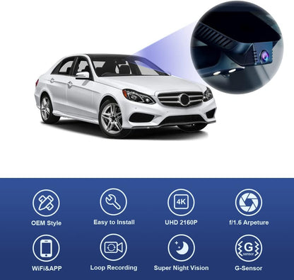Integrated OEM Look Dash Cam Compatible with Mercedes-Benz E-Class (2010-2016) - Front 4K + Rear 1080P