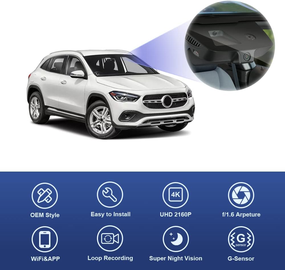 Factory Look Dash Cam Compatible with Mercedes-Benz GLA (2015-2023) - Front 4K + Rear 1080P