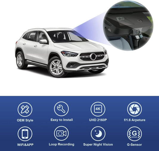 Mercedes-Benz GLA Dash Cam (2015-2023), Factory OEM Style, Ultra HD 2160P Video, Loop Recording