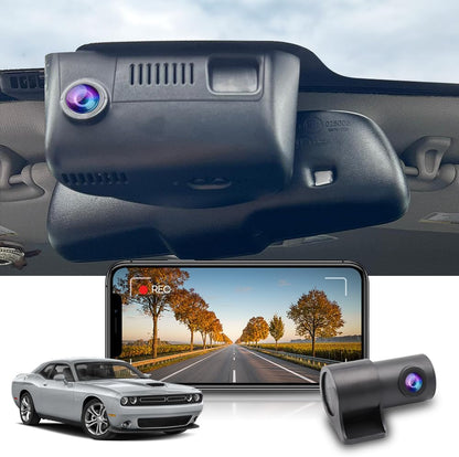 Dodge Challenger Dash Cam (2015-2023), OEM Factory Look, UHD 2160P Video, Built-in WiFi & APP, G-Sensor