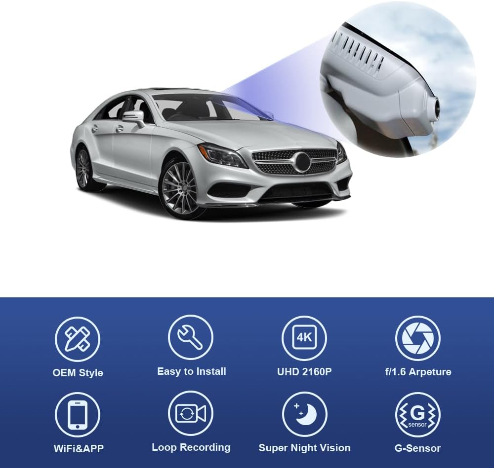 Factory Look Dash Cam Compatible with Mercedes-Benz CLS-Class (2012-2018) - Front 4K + Rear 1080P