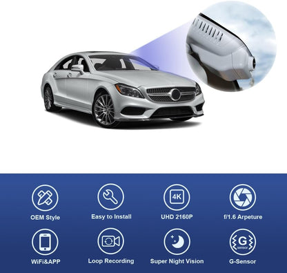 Factory Look Dash Cam Compatible with Mercedes-Benz CLS-Class (2012-2018) - Front 4K + Rear 1080P