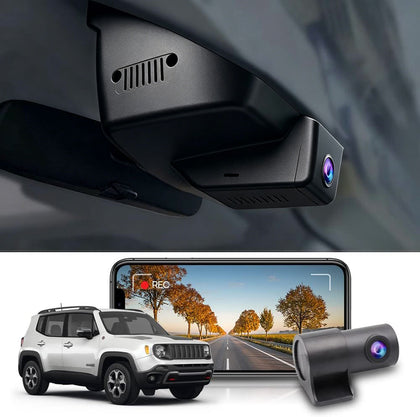 Jeep Renegade Dash Cam (2015-2023), OEM Factory Look, Front 4K+Rear 1080P Dash Cam