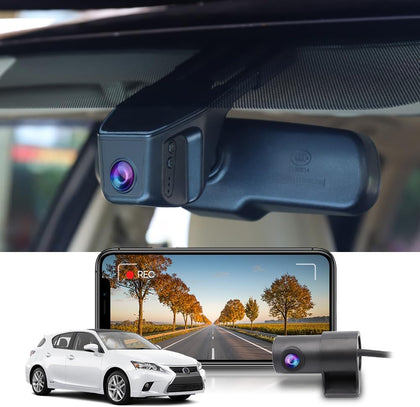 Lexus CT Dash Cam (2011-2020), OEM Factory Look Front 4K+Rear 1080P Dash Cam, 128G