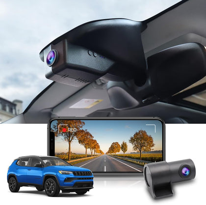 Jeep Compass Dash Cam (2018-2025), OEM Factory Look, Front 4K+Rear 1080P Dash Cam Dual HD Video
