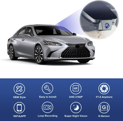 Integrated OEM Look Dash Cam Compatible with Lexus ES (2019-2025) - Front 4K + Rear 1080P