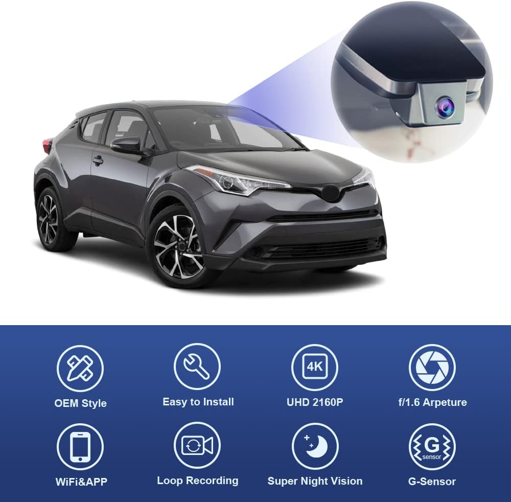 OEM Factory Look Dash Cam for Toyota C-HR (2017-2020) - Front 4K + Rear 1080P