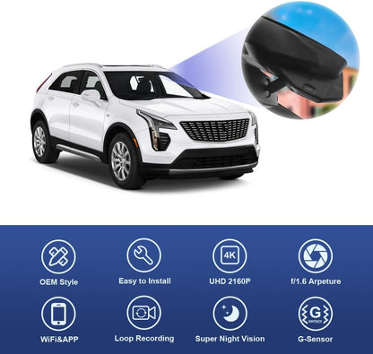 Integrated OEM Look Dash Cam Compatible with Cadillac XT4 (2019-2023) - Front 4K + Rear 1080P