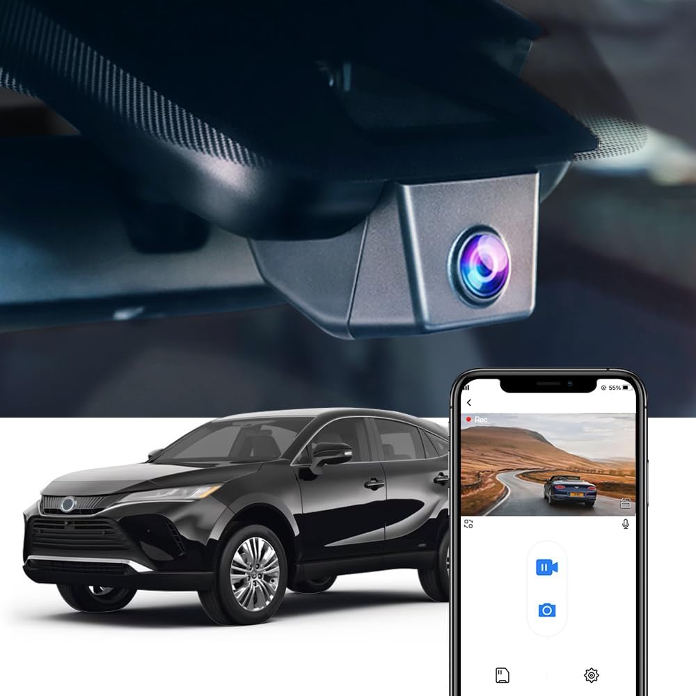 Toyota Venza Dash Cam (2021-2024), OEM Look, UHD 2160P Video, Built-in WiFi & APP, G-Sensor