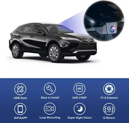Toyota Venza Dash Cam (2021-2024), OEM Look, UHD 2160P Video, Built-in WiFi & APP, G-Sensor