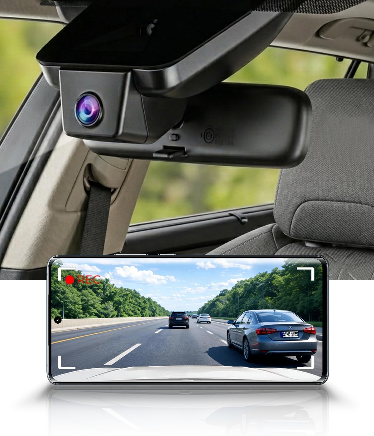 Integrated OEM Look Dash Cam Compatible with Toyota RAV4 2019-2021 (No Vents) - Front 4K + Rear 1080P
