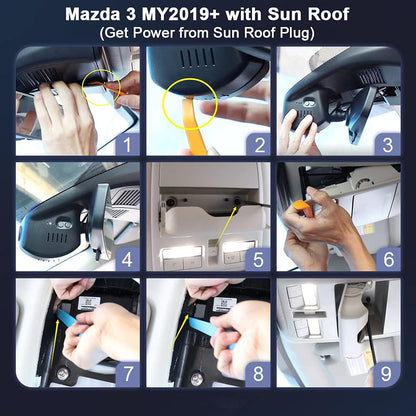 2019-2013 Mazda 3 Dash Cam(Sunroof), OEM Factory Look Front 4K+Rear 1080P Dash Cam, Loop Recording Parking Mode