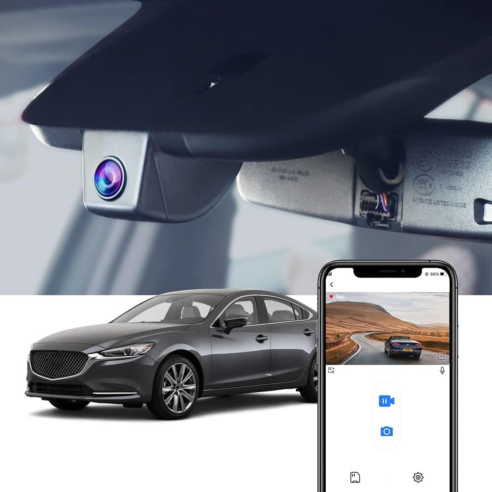 Integrated OEM Look Dash Cam Compatible with MAZDA Mazda6 (2018-2021) - Front 4K + Rear 1080P