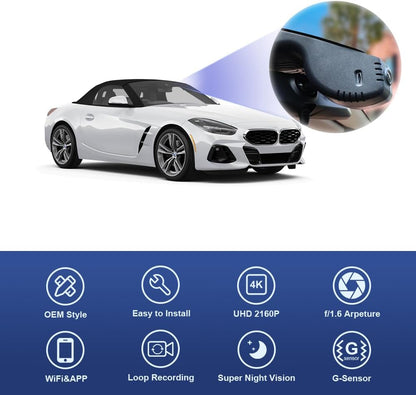 Integrated OEM Look Dash Cam Compatible with BMW Z4 (2019-2026) - Front 4K + Rear 1080P