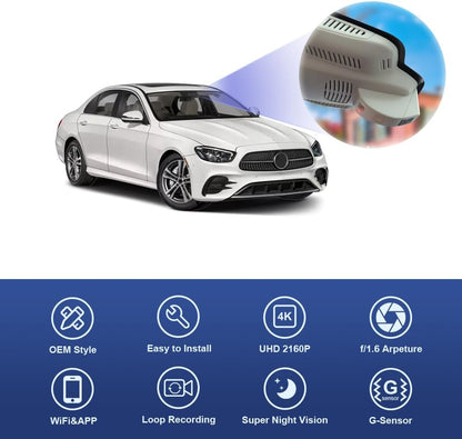 Benz E Class Dash Cam (2017-2023),  OEM Style 4K Dash Cam Front 2160P, Rear 1080P
