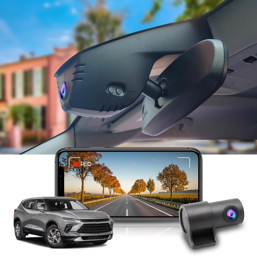 OEM Look Dash Cam for Chevrolet Chevy Blazer 2019-2024 (No Vents) - Front 4K + Rear 1080P