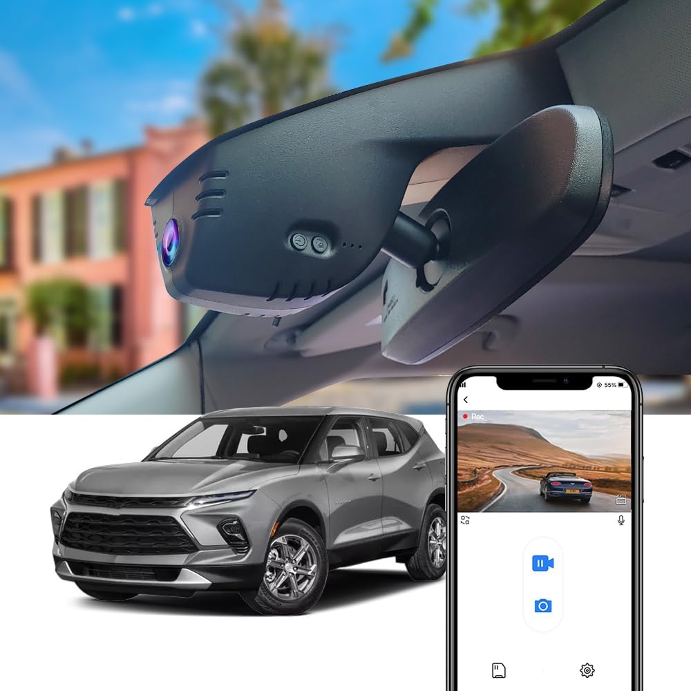 OEM Look Dash Cam for Chevrolet Chevy Blazer 2019-2024 (No Vents) - Front 4K + Rear 1080P