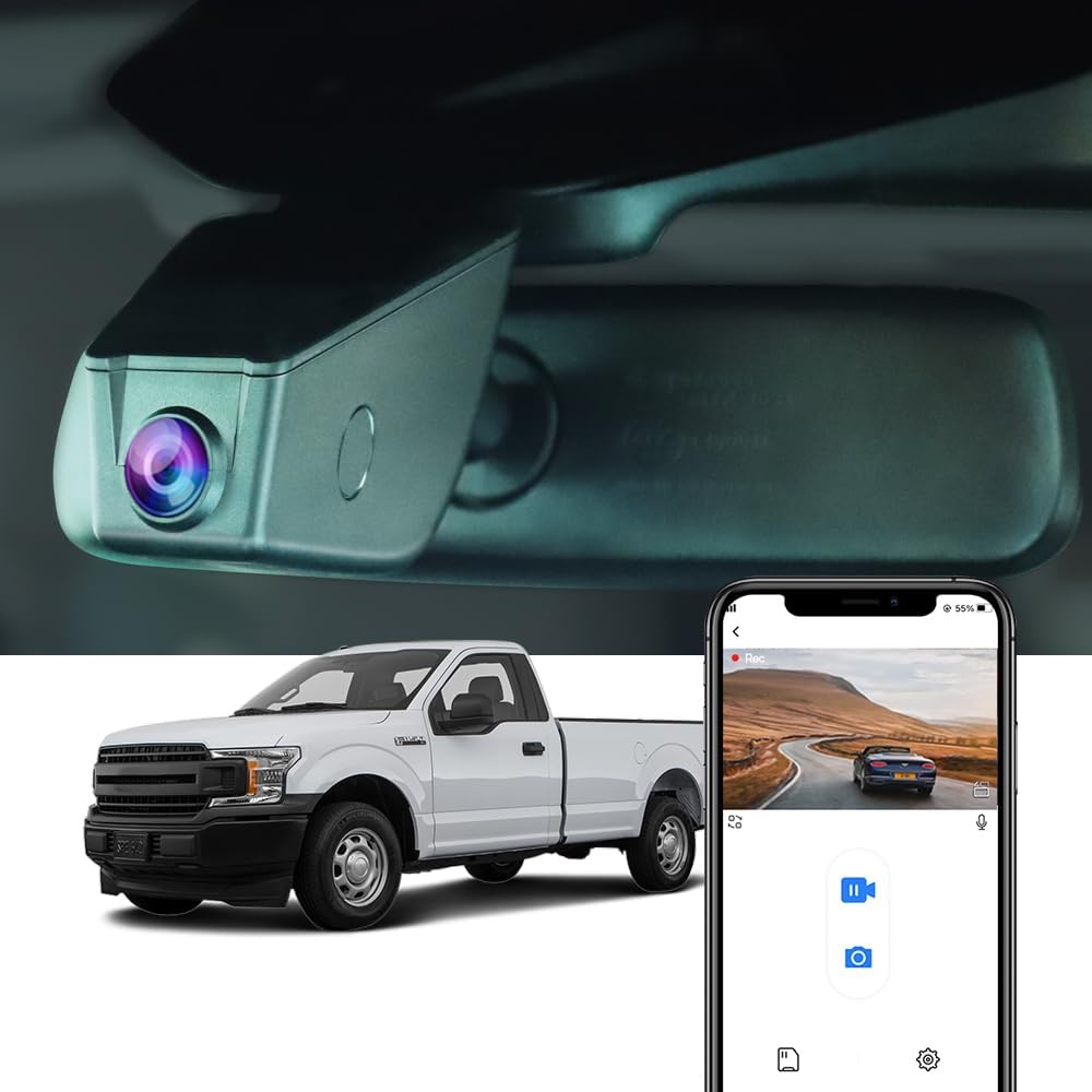 Factory Look Dash Cam Compatible with Ford F150 2013-2026 (with Screw) - Front 4K + Rear 1080P