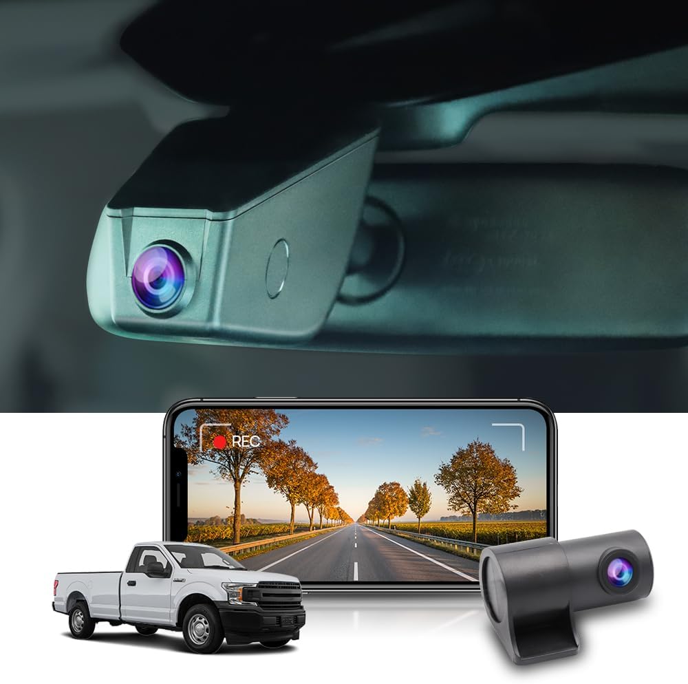 Factory Look Dash Cam Compatible with Ford F150 2013-2026 (with Screw) - Front 4K + Rear 1080P
