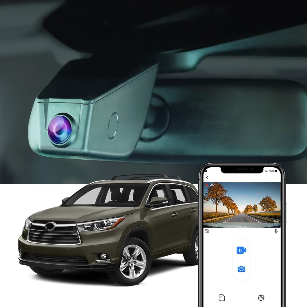 Toyota Highlander Dash Cam 2015 2016 (7 Pin), Factory Fit OEM Look, UHD 2160P Video, WiFi & APP, Loop Recording