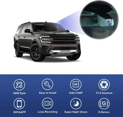 OEM Style Dash Cam Compatible with Ford Expedition (2018-2024) - Front 4K + Rear 1080P