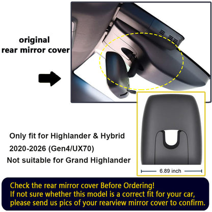 OEM Factory Look Dash Cam for Toyota Highlander (2020-2026) - Front 4K + Rear 1080P