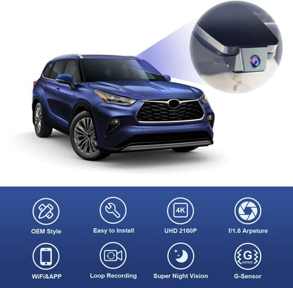 OEM Factory Look Dash Cam for Toyota Highlander (2017-2019) - Front 4K + Rear 1080P