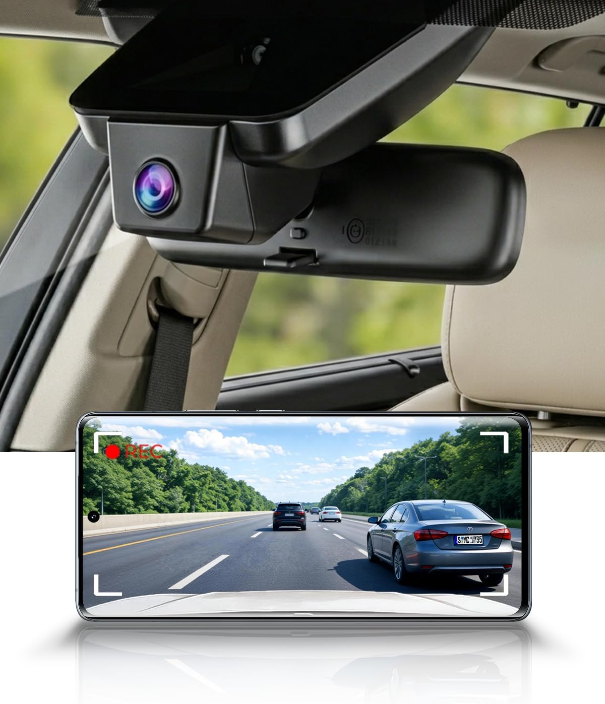 OEM Factory Look Dash Cam for Toyota Camry (2021-2024) - Front 4K + Rear 1080P