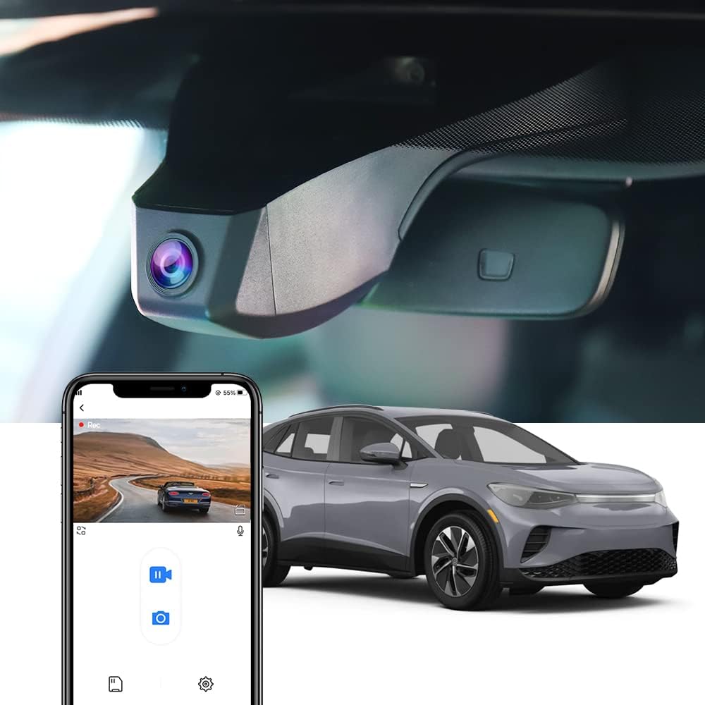 4K Dash Cam for Volkswagen ID.4 2021-2025 & Audi Q4 2022-2026, OEM Factory Look, UHD 2160P Video, Built-in WiFi & APP