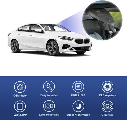 BMW 2 Series Gran Coupe Dash Cam (2021-2023), OEM Look, UHD 2160P Video, WiFi & APP Connect, Easy to Install