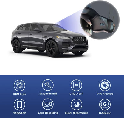 Jaguar F-Pace Dash Cam (2022-2025), OEM Style, 4K HD Video, with 64GB/128GB Card