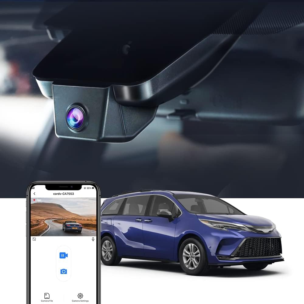Toyota Sienna Dash Cam (2021-2026), Factory Fit OEM Style, UHD 2160P Video, Built-in WiFi & APP, G-Sensor