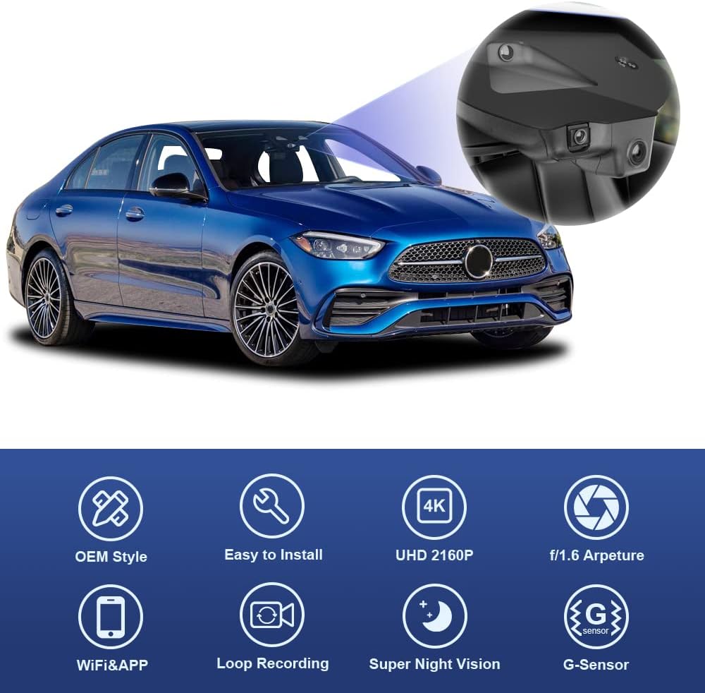 Factory Look Dash Cam Compatible with Mercedes-Benz C-Class (2022-2025) - Front 4K + Rear 1080P