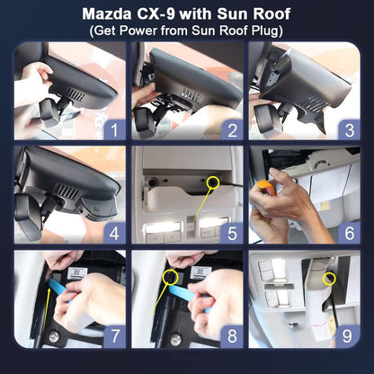 Integrated OEM Look Dash Cam Compatible with Mazda CX-9 (2017-2023) - Front 4K + Rear 1080P