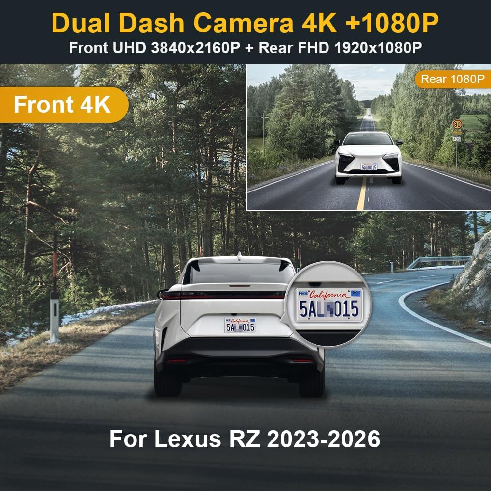 Integrated OEM Look Dash Cam Compatible with Lexus RZ (2023-2026) - Front 4K + Rear 1080P
