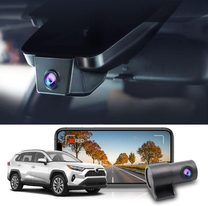 Integrated OEM Look Dash Cam Compatible with Toyota RAV4 2022-2025 (with Vent Hole) - Front 4K + Rear 1080P