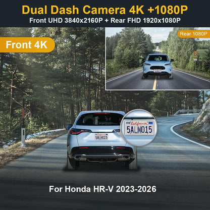 Integrated OEM Look Dash Cam Compatible with Honda HR-V (2023-2026) - Front 4K + Rear 1080P