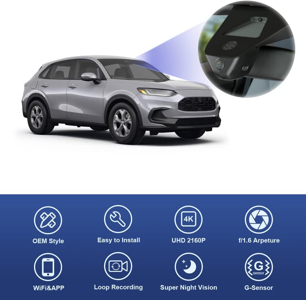 Integrated OEM Look Dash Cam Compatible with Honda HR-V (2023-2026) - Front 4K + Rear 1080P