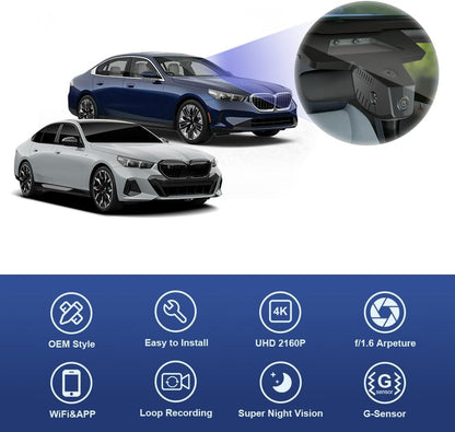 BMW 5 Series & i5 Dash Cam (2024-2026), OEM Factory Look, UHD 2160P Video, WiFi & APP, Loop Recording